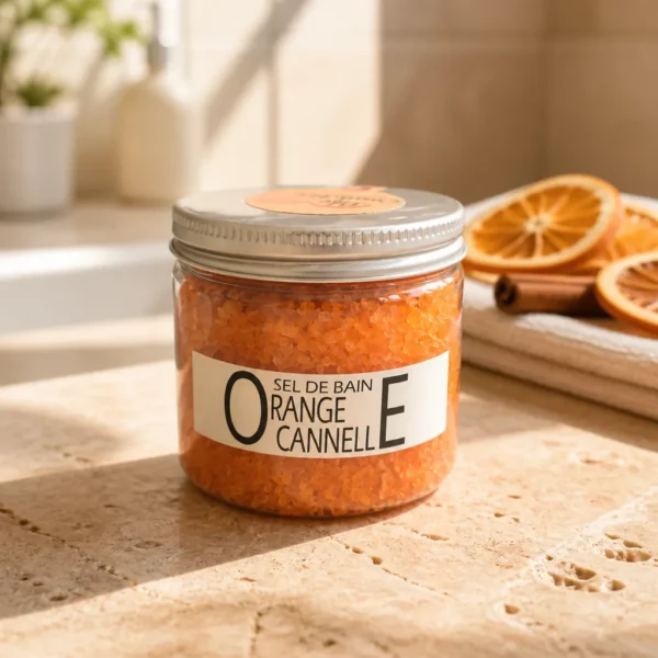 Sel de bain odeur orange canelle
